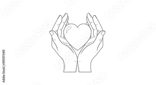 Caring Hands Holding a Heart Symbol - Love, Health, and Support Concept