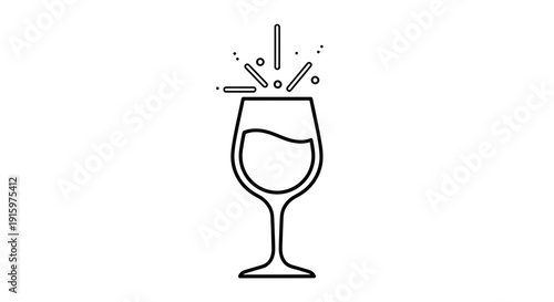 Celebration Wine Glass Icon with Bubbles and Splash