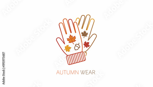Autumn Wear: Cozy Gloves with Maple Leaves and Acorns, Warm Seasonal Fashion