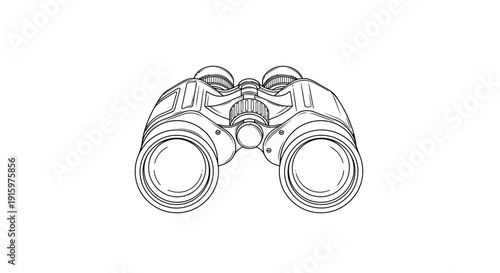 Binoculars Sketch Drawing Isolated on White Background