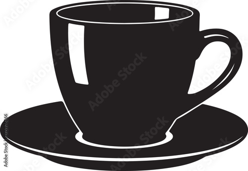 Black coffee cup on saucer white