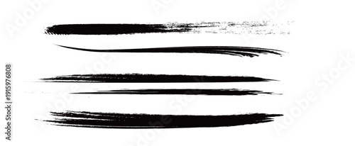 Japanese Ink Brush Stroke Set – Black Sumi Calligraphy Vector Collection