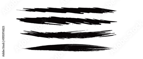Japanese Ink Brush Stroke Set – Black Sumi Calligraphy Vector Collection