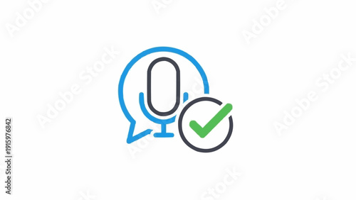 Foto Microphone with green check mark.