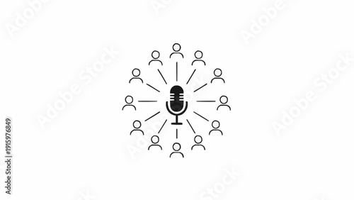 Tableau sur toile Microphone with people around it.