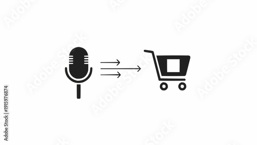 Canvastavla Microphone and shopping cart icon.