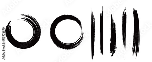 Japanese Ink Brush Stroke Set – Black Sumi Calligraphy Vector Collection