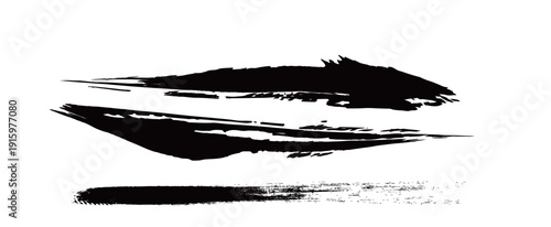 Japanese Ink Brush Stroke Set – Black Sumi Calligraphy Vector Collection