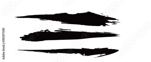 Japanese Ink Brush Stroke Set – Black Sumi Calligraphy Vector Collection