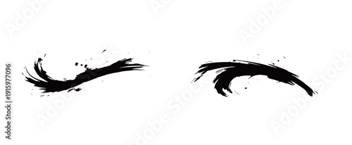 Japanese Ink Brush Stroke Set – Black Sumi Calligraphy Vector Collection