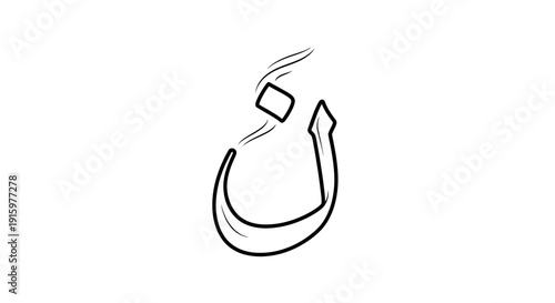 Arabic Letter Noon Nun Calligraphy Hand Drawn Sketch Style