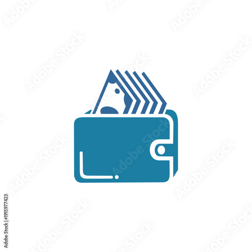 Wallet icon containing dollar bills on white background.
