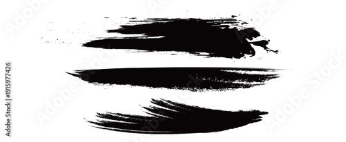 Japanese Ink Brush Stroke Set – Black Sumi Calligraphy Vector Collection