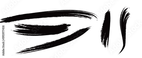Japanese Ink Brush Stroke Set – Black Sumi Calligraphy Vector Collection