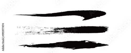 Japanese Ink Brush Stroke Set – Black Sumi Calligraphy Vector Collection