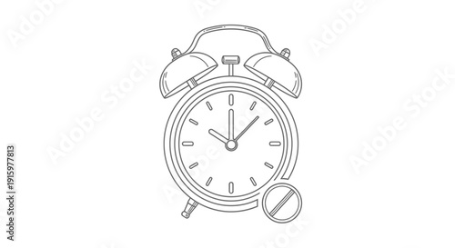Alarm Clock with Prohibition Sign, Time Management Concept, Deadline Warning