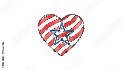 American Flag Heart with Star - Patriotic Symbol of Love and Unity