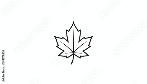 Simple Maple Leaf Icon, Canadian Symbol, Outline Drawing, Vector Art