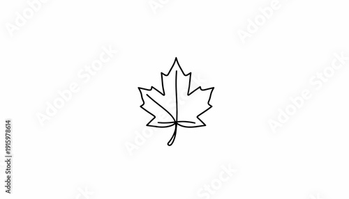 Simple Maple Leaf Outline Drawing, Canadian Symbol, Minimalist Nature Art