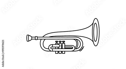 Simple Outline Illustration of a Trumpet, Musical Instrument Icon