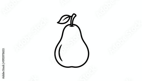 Simple Pear Outline Icon, Minimalist Fruit Vector Art, Healthy Food Symbol