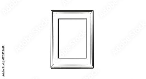 Simple Rectangular Picture Frame Outline, Empty Border for Art or Photo Display