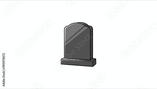 Simple tombstone icon, grave marker, memorial stone, funeral symbol, isolated on white background