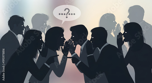 Conceptual image of people whispering or sharing rumors