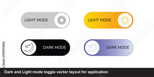 Dark and Light mode toggle vector layout for application