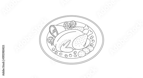 Roasted Chicken Dinner with Potatoes and Salad