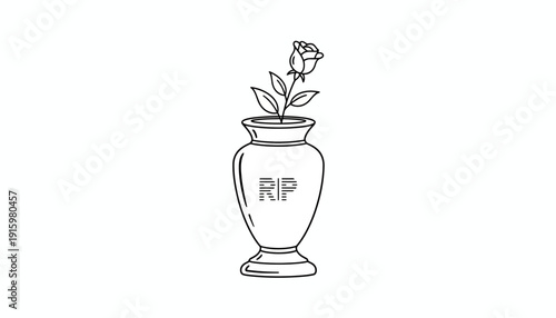 Rose in Urn with RIP Engraving - Symbol of Remembrance and Loss
