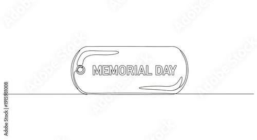 Memorial Day Dog Tag Outline - Remembering Fallen Soldiers