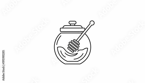 Honey Jar with Dipper Icon - Sweet Natural Food Ingredient