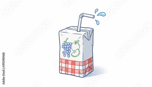 Juice Box Overflowing with Water Droplets, Refreshing Drink Concept