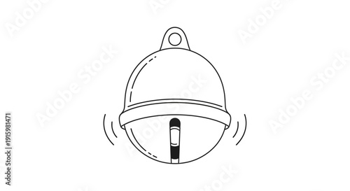 Jingle Bell Icon, Christmas Decoration, Sound Wave, Simple Line Art