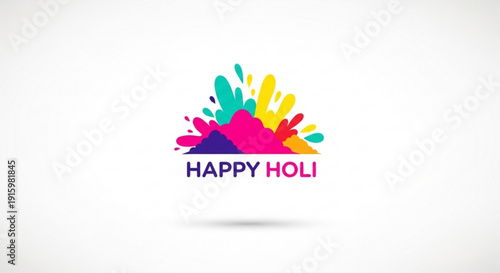 Vibrant holi celebration background with colorful paint splashes and happy holi text