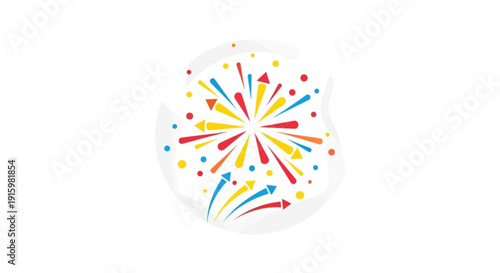 Colorful firework design on white background for celebration
