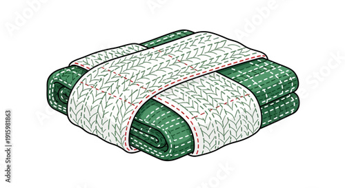 Green Fabric Bundle Secured with White Strap