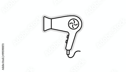 Hair Dryer Icon, Blow Dryer Symbol, Hair Styling Tool, Beauty and Salon Equipment
