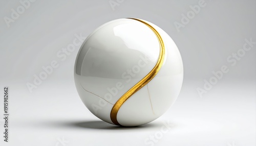Elegant White Sphere with Gold Accent for Modern Interior Design,Surreal concept