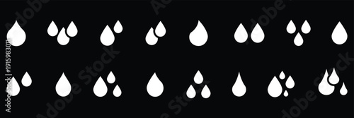Water drop vector icon set. raindrop signs. water drop, clear water droplet, liquid drops set, water drop illustration, aqua drop vector, shiny water droplet vector. eps 10