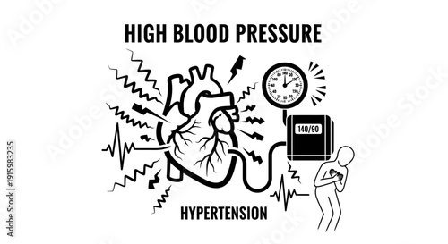 High blood pressure and hypertension medical awareness illustration.