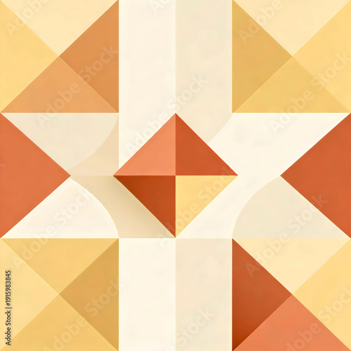Minimalist geometric collage in warm tones diamond of triangles