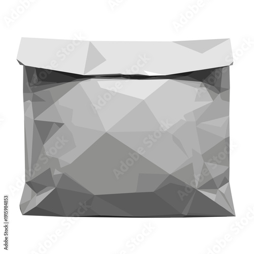 Geometric polygonal mailer bag isolated on a white background with angular design and minimalist composition