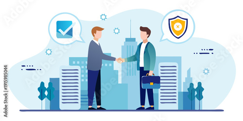 Two businessmen shaking hands symbolizing a secure agreement and trust