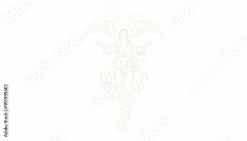 Elegant White Angelic Figure with Wings and Flowing Robes, Spiritual Symbol