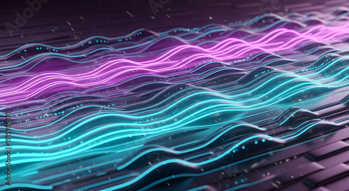 Vibrant digital waves in purple and blue hues