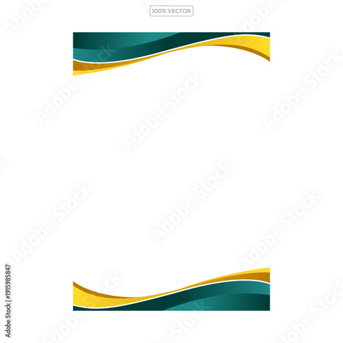 Header footer green gold curve abstract style border frame vector illustration banner background design