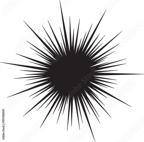 Abstract black starburst graphic with sharp radiating lines