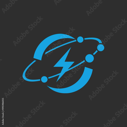 Electricity Logo with Lightning Bolt Symbol.